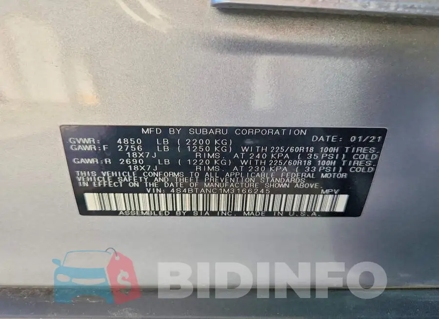 4S4BTANC1M3166245 Photo# 13