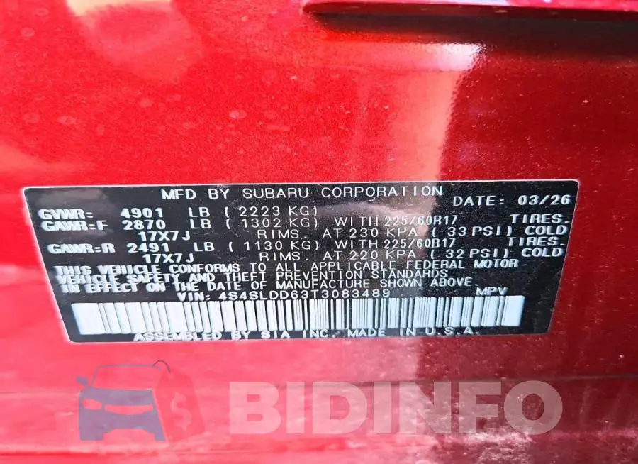 4S4SLDD63T3083489 Photo# 13
