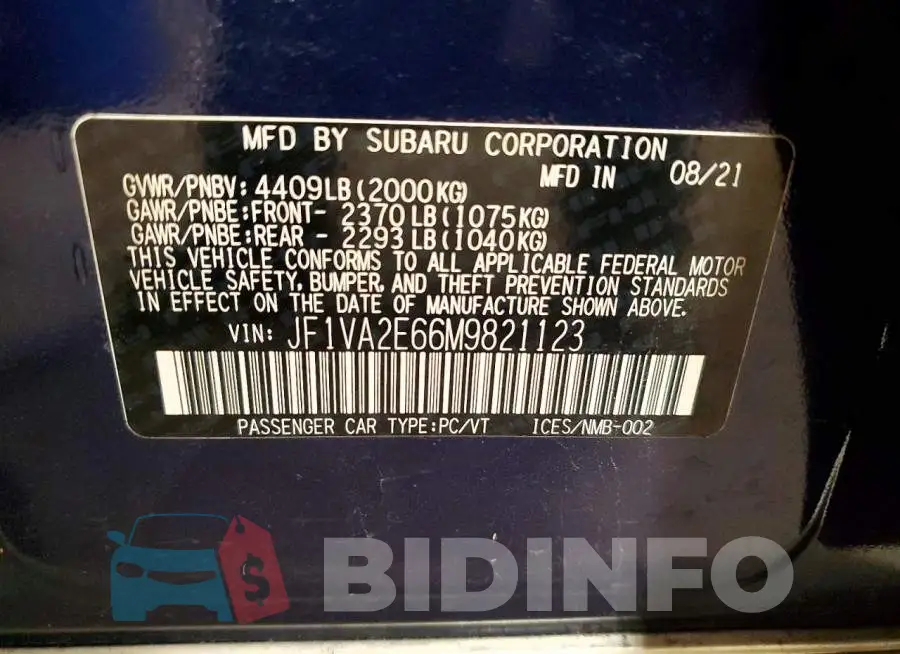 JF1VA2E66M9821123 Photo# 12