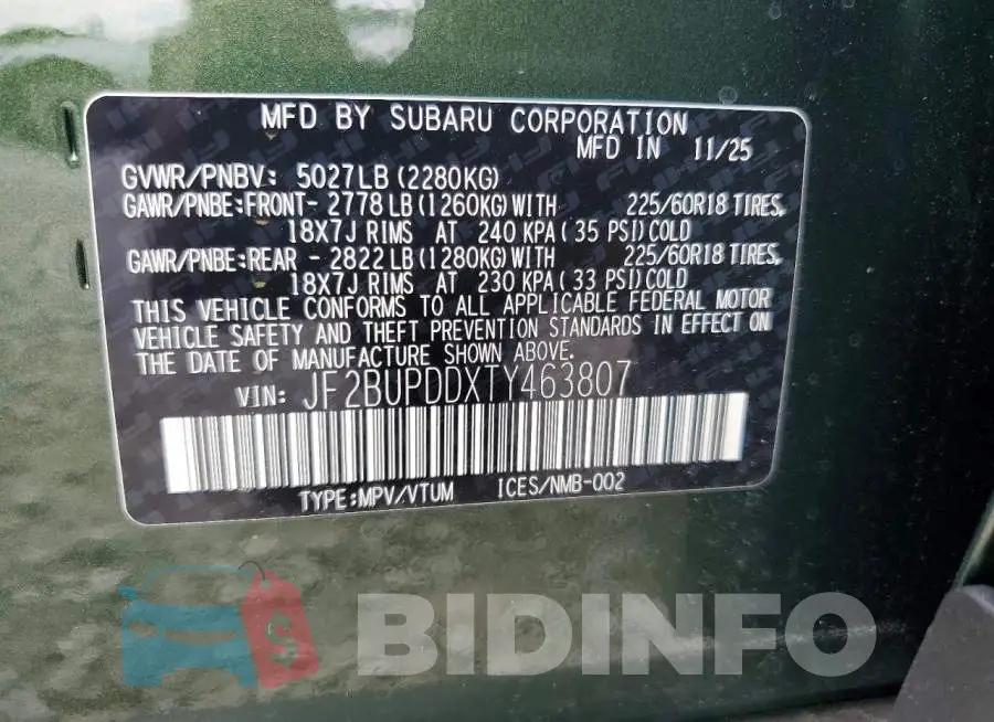 JF2BUPDDXTY463807 Photo# 13