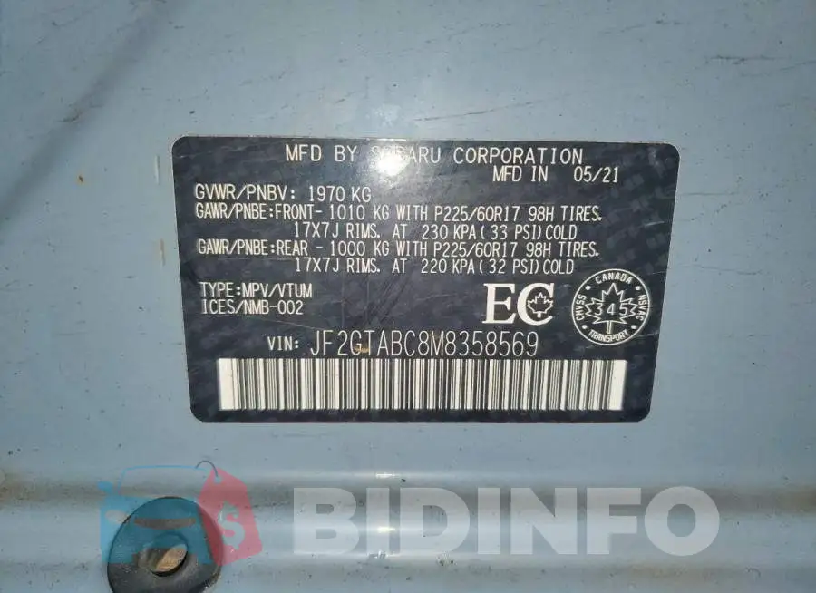 JF2GTABC8M8358569 Photo# 14