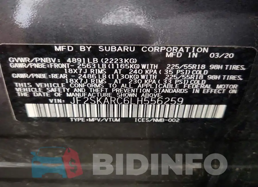 JF2SKARC6LH556259 Photo# 13