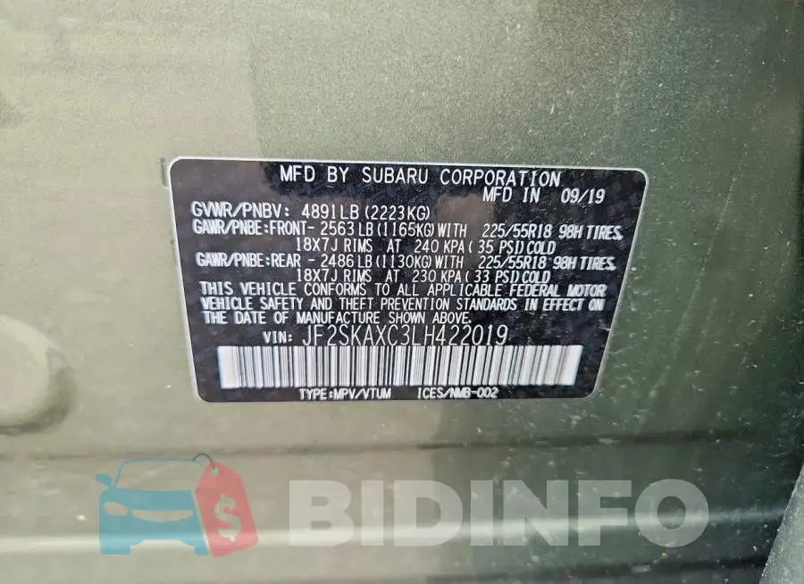 JF2SKAXC3LH422019 Photo# 13