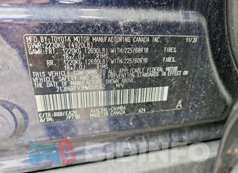 2T3B6RFV3MW008562 Photo# 13