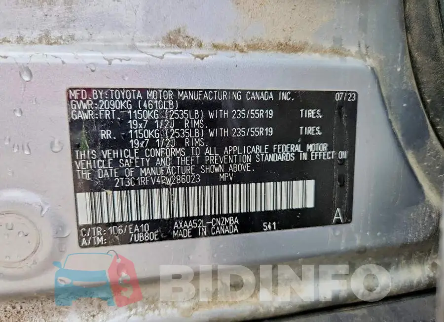 2T3C1RFV4PW286023 Photo# 13