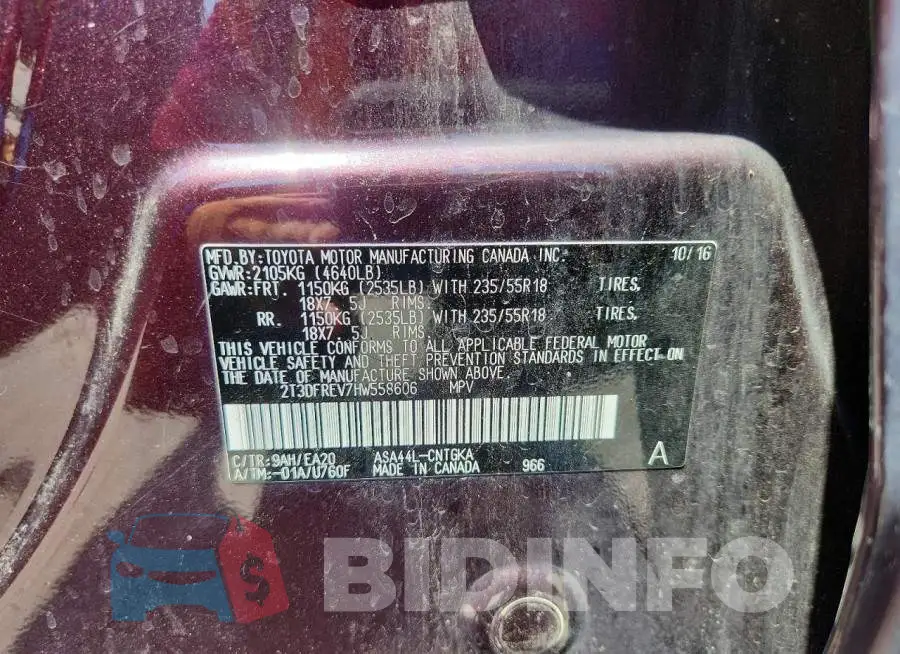 2T3DFREV7HW558606 Photo# 13