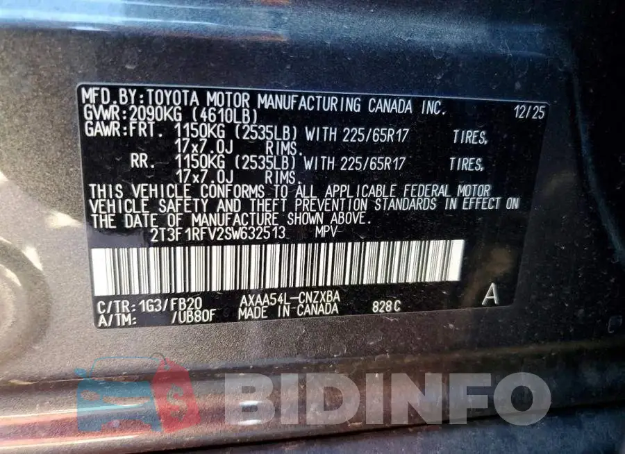 2T3F1RFV2SW632513 Photo# 13