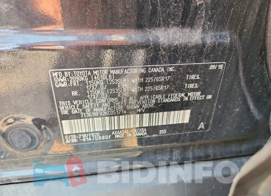 2T3G1RFV2KC051714 Photo# 13