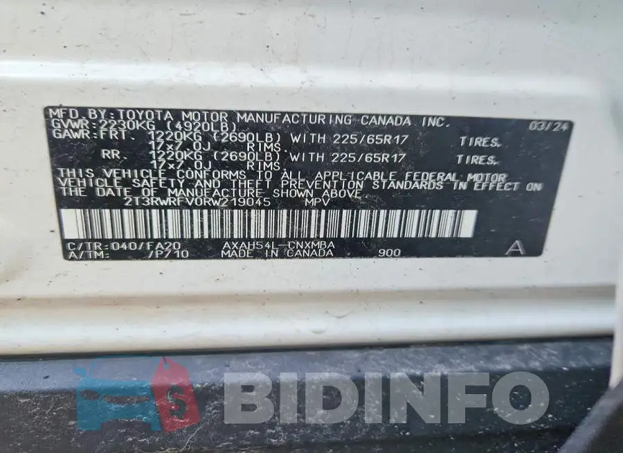 2T3RWRFV0RW219045 Photo# 14