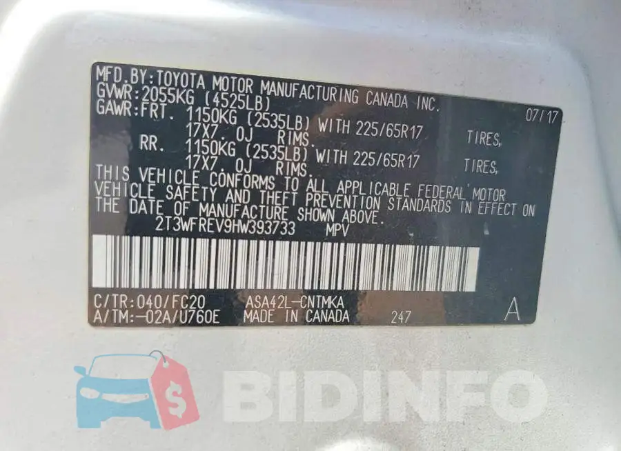 2T3WFREV9HW393733 Photo# 14