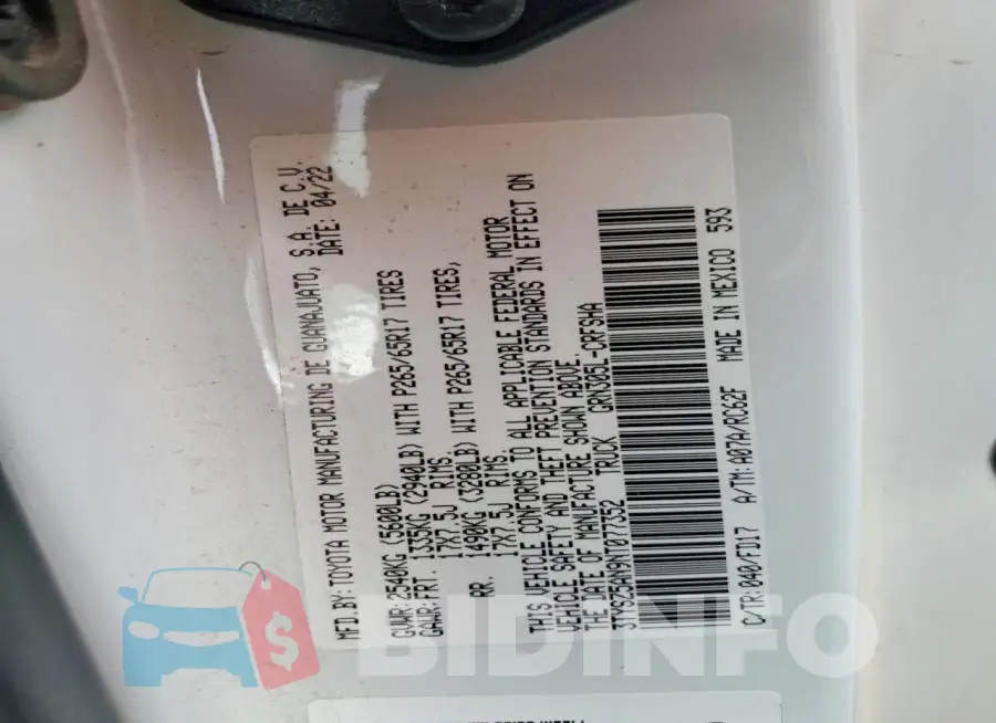 3TYSZ5AN9NT077352 Photo# 12
