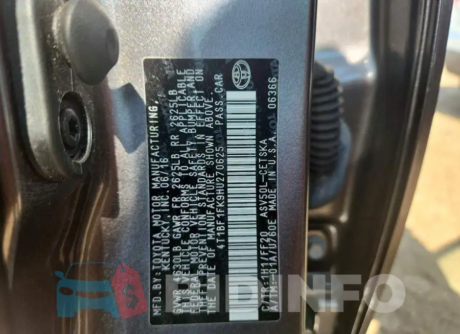 4T1BF1FK9HU270625 Photo# 12