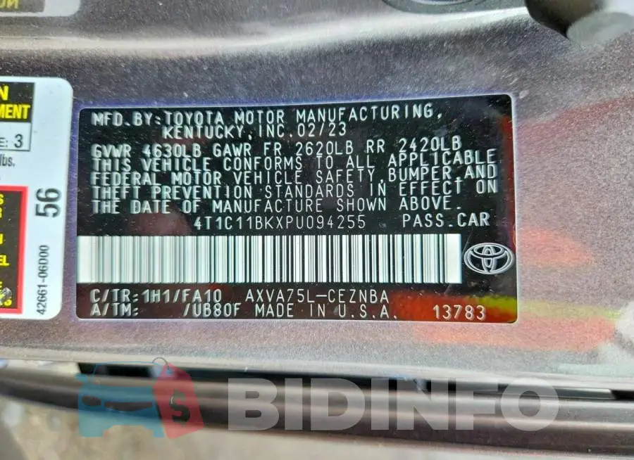 4T1C11BKXPU094255 Photo# 12