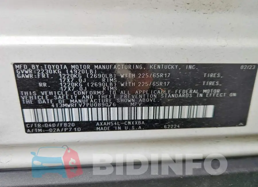4T3MWRFV7PU089076 Photo# 13