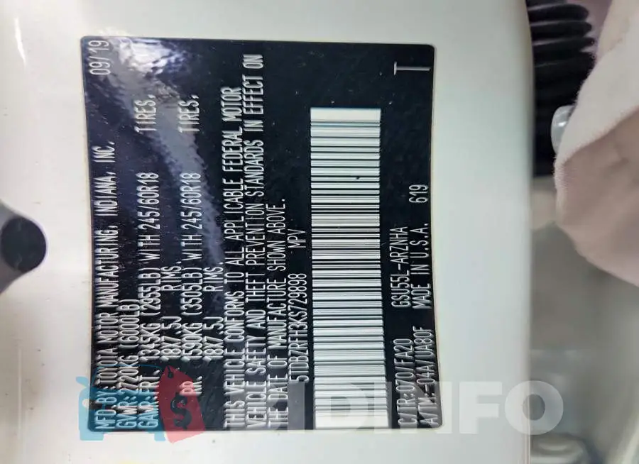 5TDBZRFH3KS729898 Photo# 13