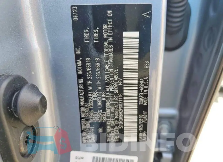 5TDKDRBH2PS031116 Photo# 13