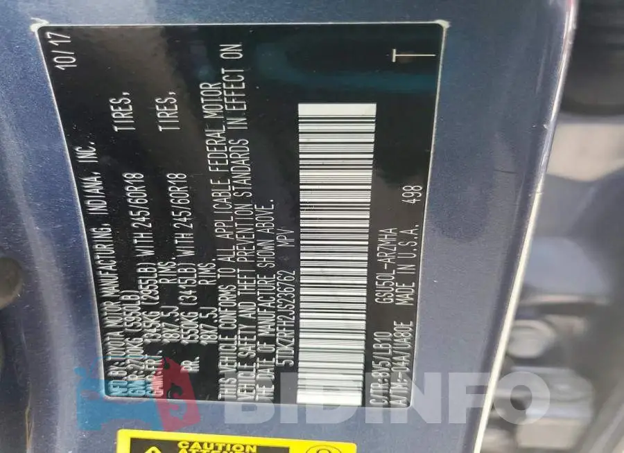 5TDKZRFH2JS236762 Photo# 13