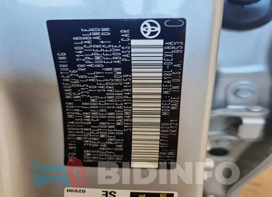 5YFB4MDE1TP481459 Photo# 12