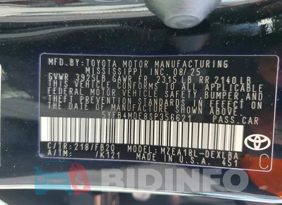 5YFB4MDE8SP356621 Photo# 12
