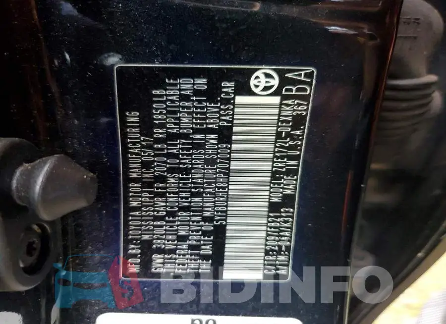 5YFBURHE8HP707009 Photo# 12