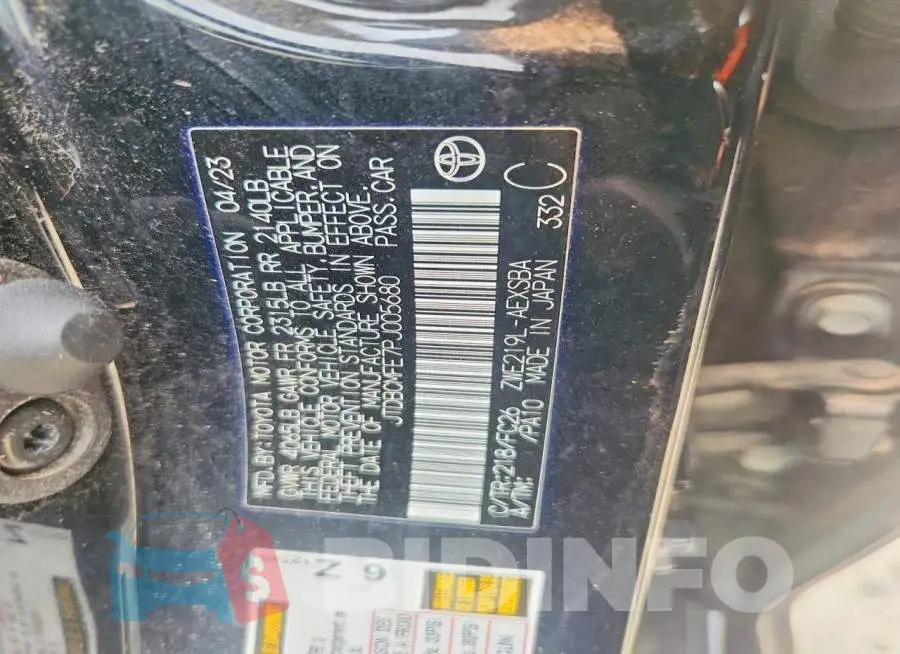JTDBCMFE7PJ005680 Photo# 12