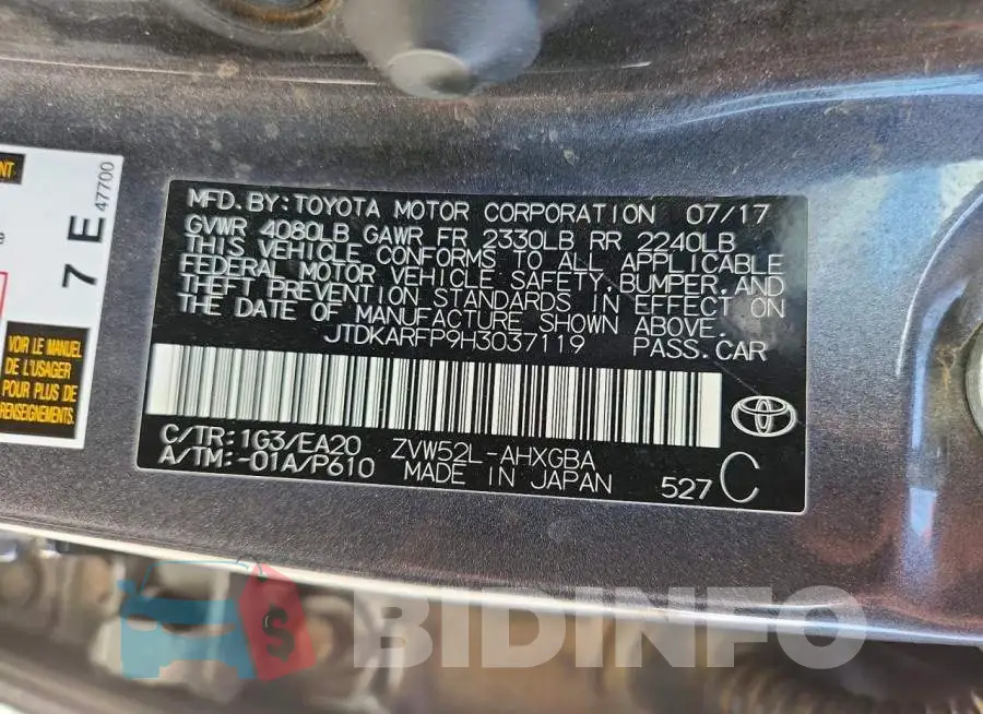 JTDKARFP9H3037119 Photo# 13