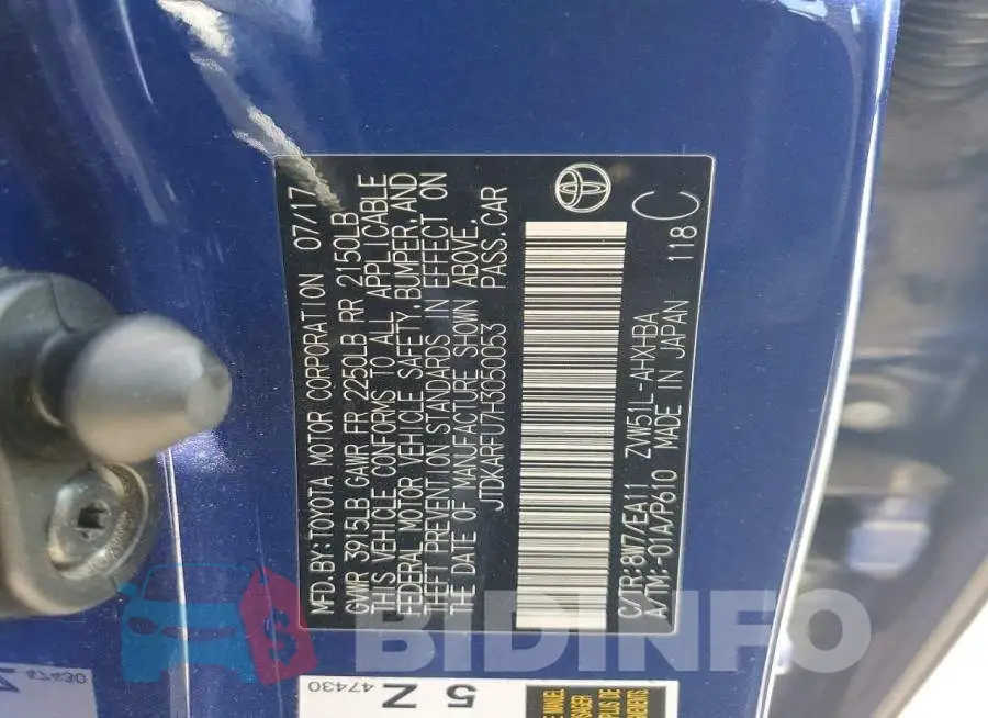 JTDKARFU7H3050053 Photo# 13