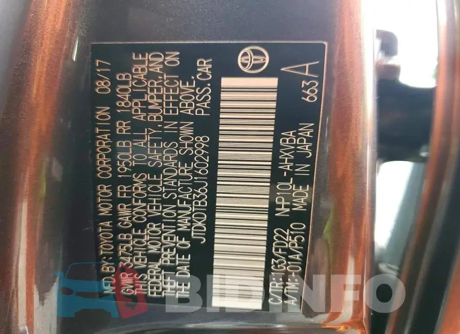 JTDKDTB36J1602998 Photo# 12