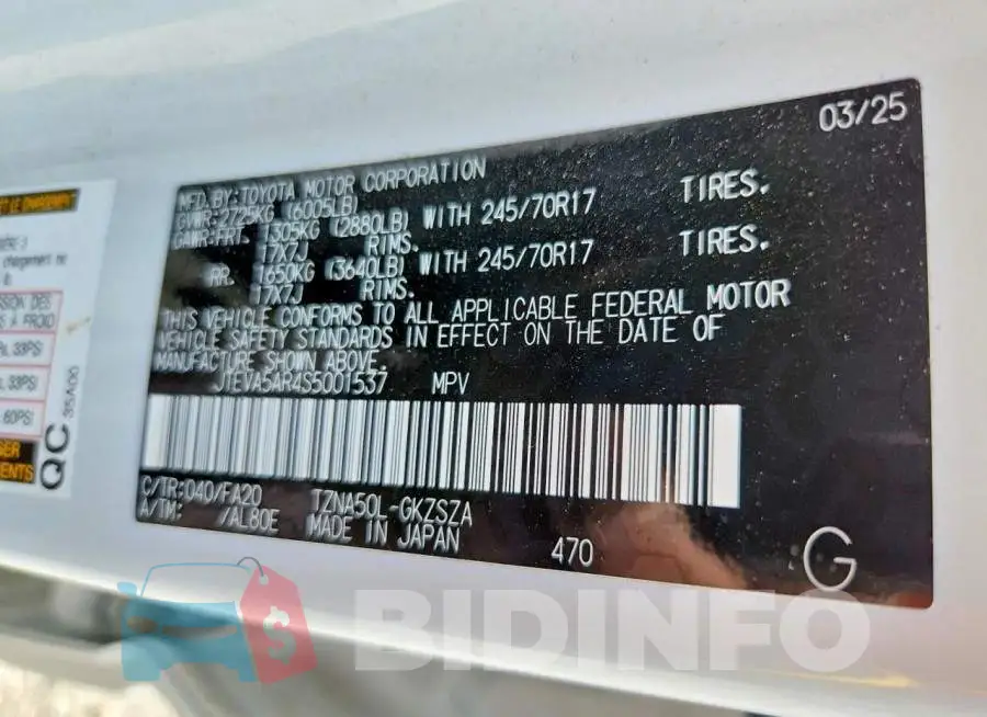 JTEVA5AR4S5001537 Photo# 13