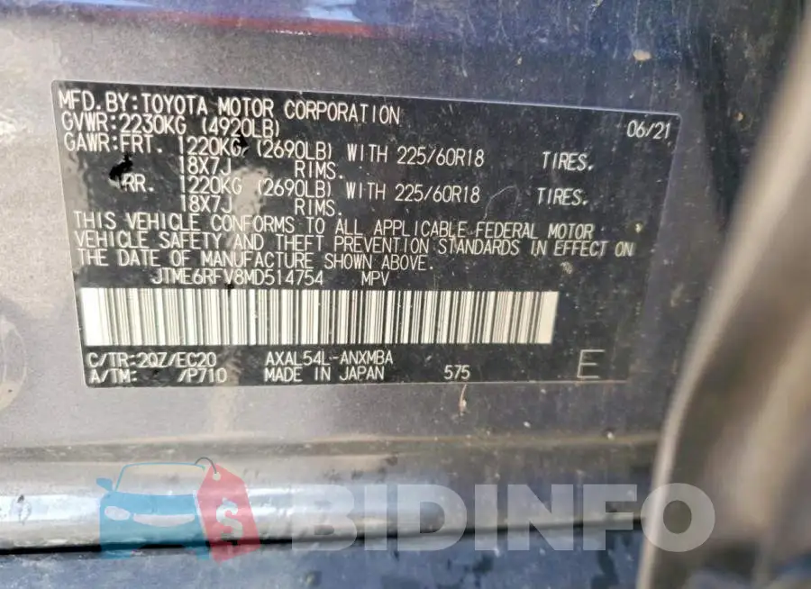 JTME6RFV8MD514754 Photo# 13