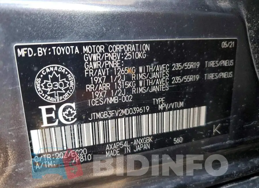 JTMGB3FV2MD039619 Photo# 13