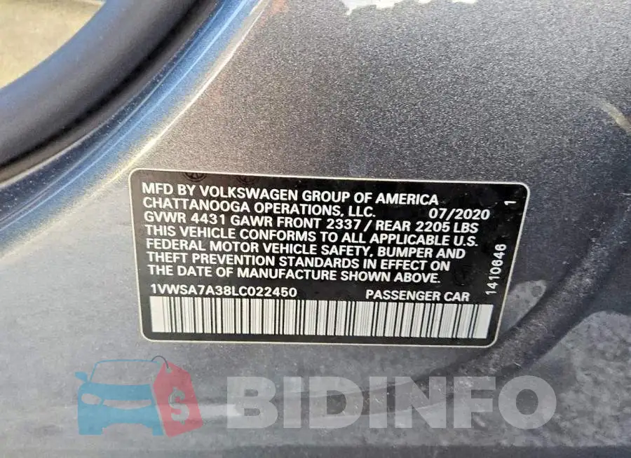 1VWSA7A38LC022450 Photo# 8