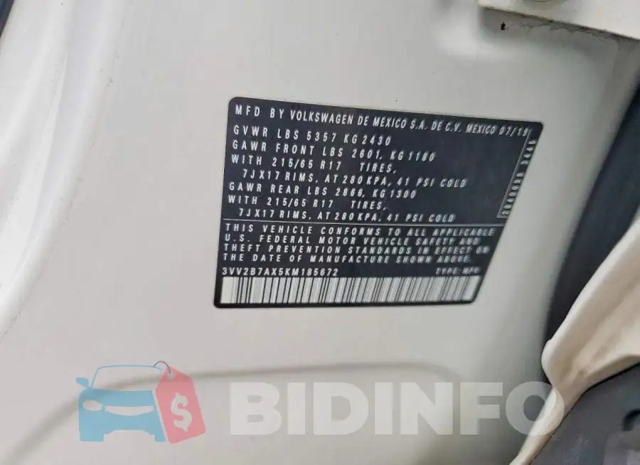 3VV2B7AX5KM185672 Photo# 13