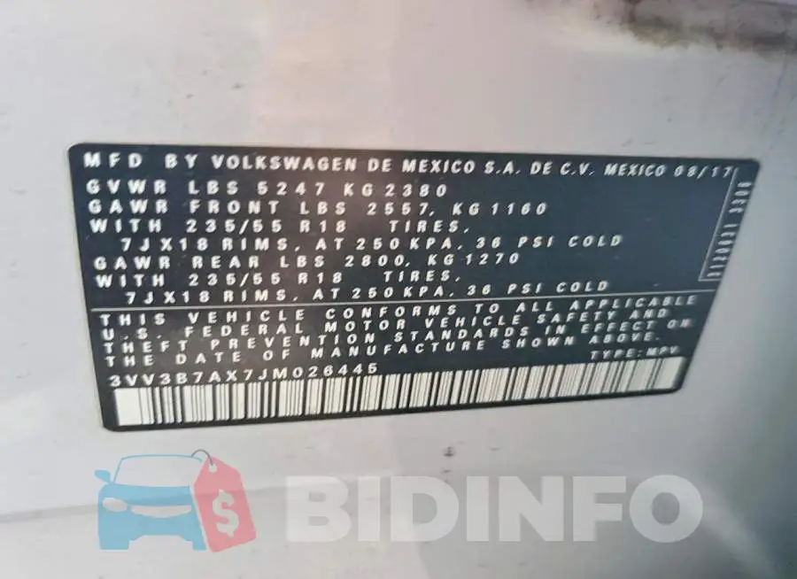 3VV3B7AX7JM026445 Photo# 12