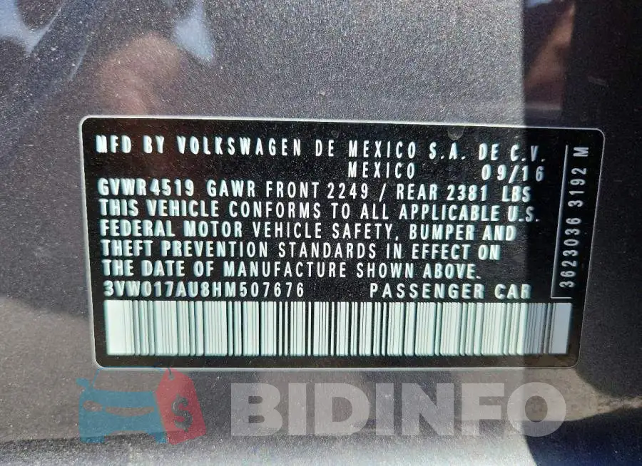 3VW017AU8HM507676 Photo# 12