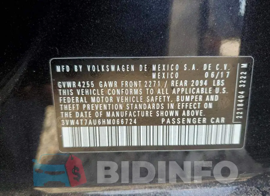 3VW4T7AU6HM066724 Photo# 13