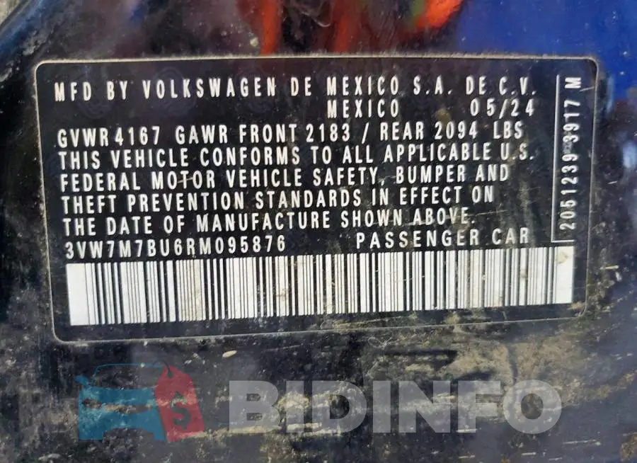 3VW7M7BU6RM095876 Photo# 12