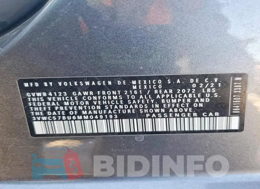 3VWC57BU6MM049193 Photo# 13