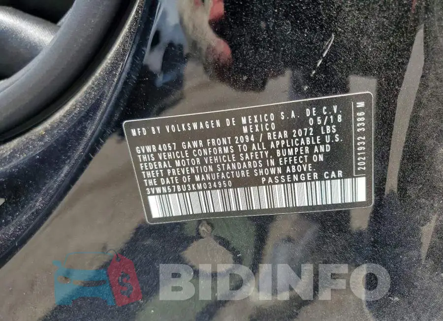3VWN57BU3KM034950 Photo# 13