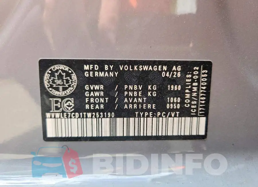 WVWLE7CD1TW253190 Photo# 12