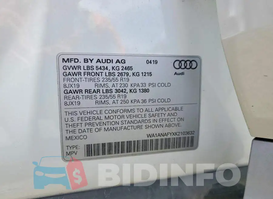 WA1ANAFYXK2103632 Photo# 13