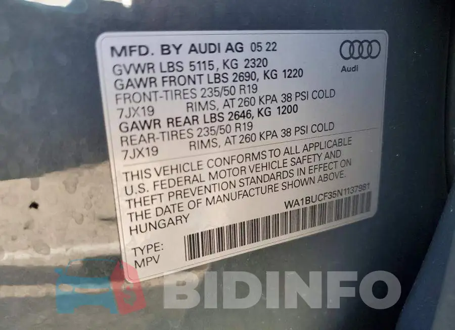 WA1BUCF35N1137981 Photo# 13