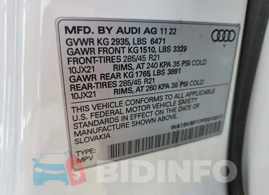 WA1BVBF17PD010317 Photo# 13