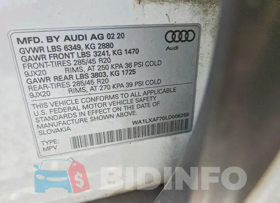 WA1LXAF70LD006259 Photo# 13