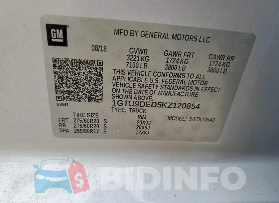 1GTU9DED5KZ120854 Photo# 12