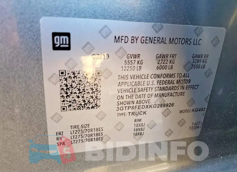 1GTU9FED3KZ416872 Photo# 12