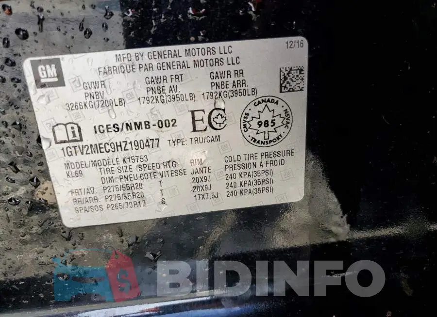 1GTV2MEC9HZ190477 Photo# 12