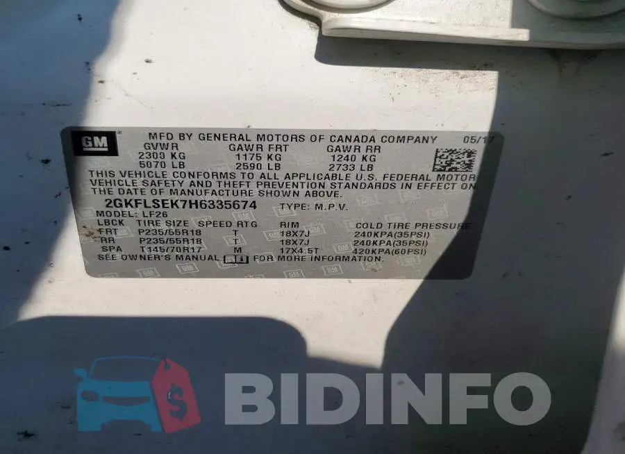 2GKFLSEK7H6335674 Photo# 13