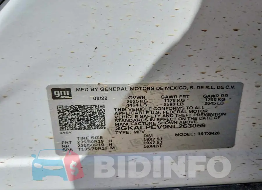 3GKALPEV9NL263059 Photo# 13
