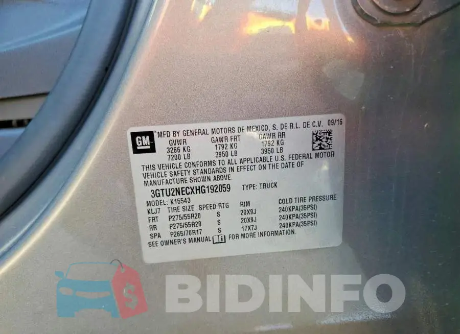 3GTU2NECXHG192059 Photo# 12